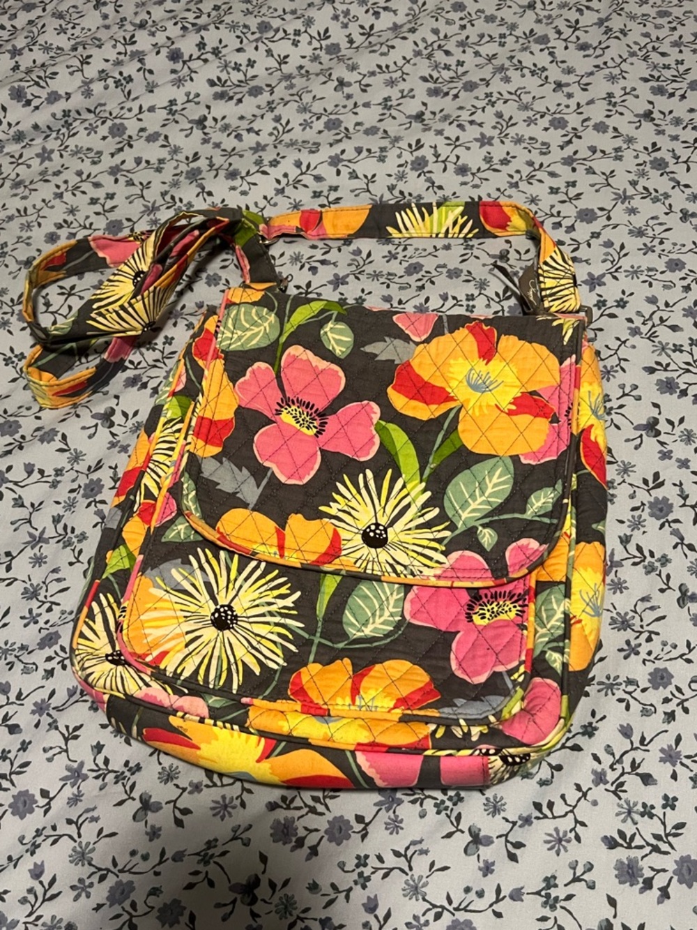 Vera Bradley Floral Quilted Crossbody Bag - Pink & Yellow